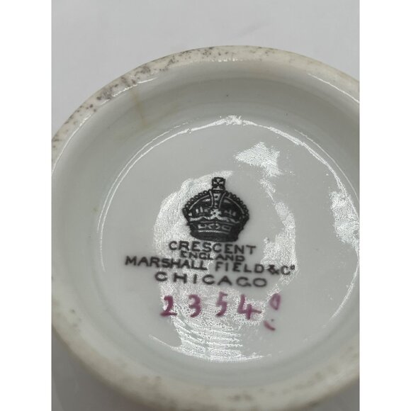 Crescent China Marshall Field & Co. Floral Two-Handled Cup Saucer Set Gold Trim - Picture 2 of 9